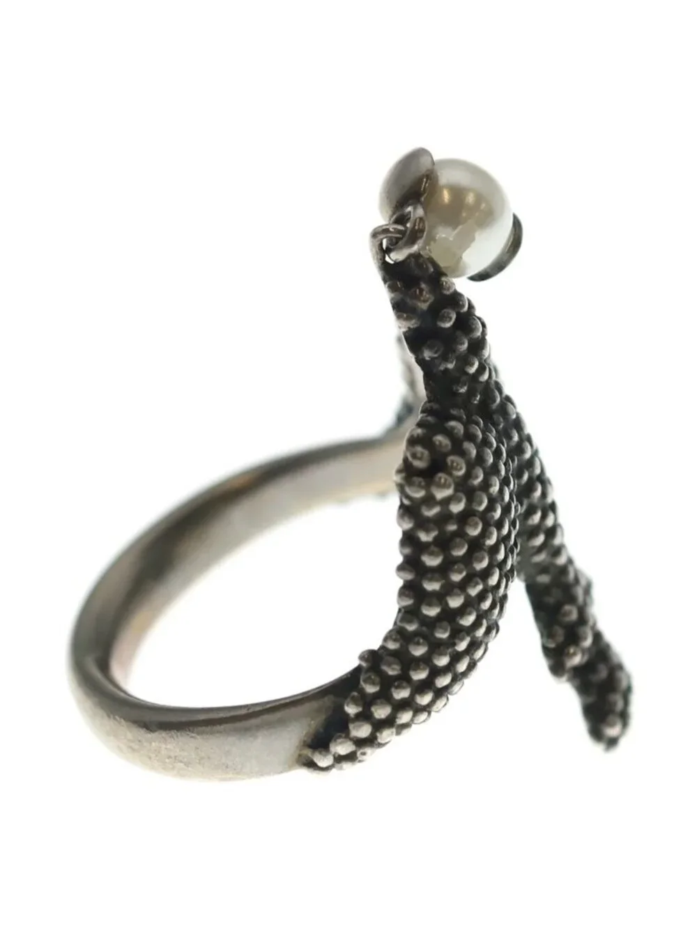 Gucci Eagle Pearl Ring Silver